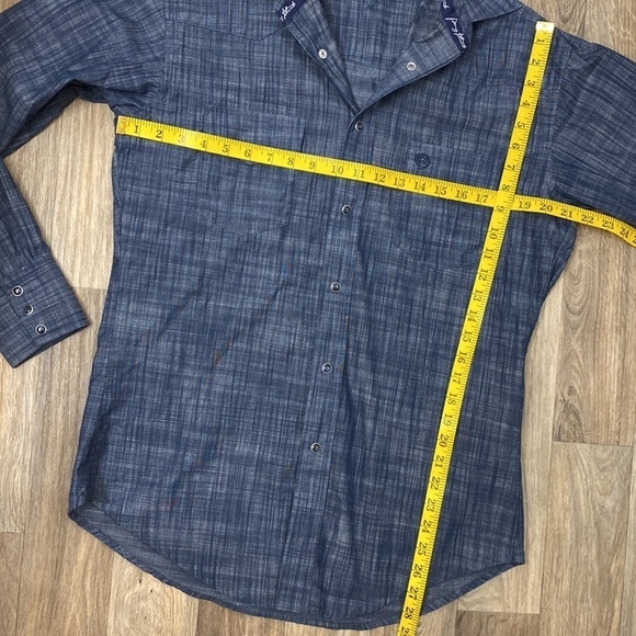 GEORGE STRAIT Wrangler Western snap blue button down shirt Mens size M - Picture 7 of 9